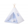 MINI Set: Tipi-Zelt mit Spielmatte und Schmuckfedern GRATIS! -  Schwarze Sternchen/blau