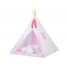 MINI Set: Tipi-Zelt mit Spielmatte und Schmuckfedern GRATIS! -  Schwarze Sternchen/rosa