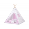 MINI Set: Tipi-Zelt mit Spielmatte und Schmuckfedern GRATIS! -  Schwarze Sternchen/rosa