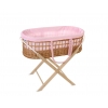 Moses Weidenkorb Boho-Stil mit Ständer mit Baumwolle Polsterung - rosa kariert