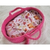 Moses-Korb für Puppen aus Baumwollschnur - Puppenträger - fuchsia