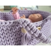 Moseskorb aus Baumwollschnur für Puppen BOHO - lila