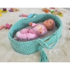 Moseskorb für Puppen BOHO Baumwolle - Puppenträger - Minze