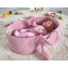 Puppenkorb Boho Baumwolle - Puppenträger - rosa