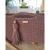 Moseskorb mit Gestell Handmade Boho - mauve