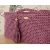 Moseskorb mit Holzgestell Boho Handmade pastellviolett