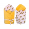 Babyhörnchen Einschlagdecke für Babys minky mit Schleife - gelbe Zebras