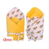 Babyhörnchen Einschlagdecke für Babys minky mit Schleife - gelbe Zebras