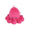Oktopus Plüschtier mit Rassel - Fuchsie - Polka Dot Minky