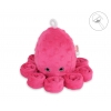 Oktopus Plüschtier mit Rassel - Fuchsie - Polka Dot Minky