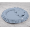 Pastellblau Betthimmel + Rüschennestchen + Kissen