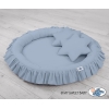 Pastellblau Betthimmel + Rüschennestchen + Kissen