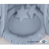 Pastellblau Betthimmel + Rüschennestchen + Kissen