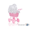 Pink Weide Puppenwagen Bettwäsche Weiß mit Schwarz Punktemuster nr 51699-738