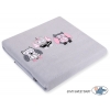Polar Fleece Babydecke - Eulen Bigi Zibi & Adele - grau-rosa