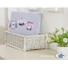 Polar Fleece Babydecke - Eulen Bigi Zibi & Adele - grau-rosa