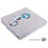 Polar Fleece Babydecke - Eulen Bigi Zibi & Adele - grau-türkis
