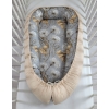 Premium doppelseitig Babynestchen Baby-Kokon  dandelions grey/ beige