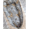 Premium doppelseitig Babynestchen Baby-Kokon  dandelions grey/ beige