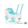 Holzpuppenwagen Mila Türkis Weiß mit Bettwäsche 135025-552