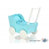Holzpuppenwagen mit Bettwäsche Mila Türkis Weiß 135027-552