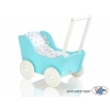 Holzpuppenwagen mit Bettwäsche Mila Türkis Weiß 135027-623
