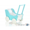 Holzpuppenwagen mit Bettwäsche Mila Weiß Türkis 135026-623