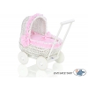 Puppernwagen aus Korb mit Bettset Rosa