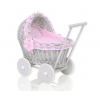 Puppenwagen Grau Weide Bettwäsche Rosa Punktmuster nr 61702-553