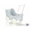 Puppenwagen Holz Mila Weiß Grau ohne Bettwäsche Set
