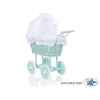 Puppenwagen Minze Weide Bettwäsche Weiß Weiß mit Stickerei nr 21699-906