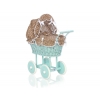 Puppenwagen Minze Weidengeflecht Bettwäsche Braun Punktmuster nr 21699-584