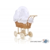 Puppenwagen Natur Weide Weiß Bettwäsche mit Stickerei nr 1699-906