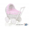 Puppenwagen Puppenkorb Weide Bettwäsche Rosa Punktmuster nr 71702-553