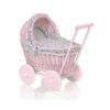 Puppenwagen Rosa Weide Bettwäsche Grau mit Weiß Punktmuster nr 81702-583