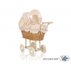 Puppenwagen Weide Bettwäsche Beige mit Weiß Punktmuster nr 1699-529