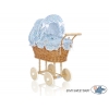 Puppenwagen Weide Bettwäsche blaue Blümchen nr 1699-532