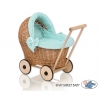 Puppenwagen Weide Bettwäsche Minze Punktmuster nr 1703-1034