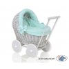 Puppenwagen Weide Grau Bettwäsche Minze Punktmuster nr 61703-1034