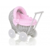 Puppenwagen Weide Grau Bettwäsche Rosa Punktmuster nr 61703-553