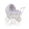 Gelflecht Puppenwagen Weiße Weide Bettwäsche Grau nr 71703-523