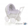 Gelflecht Puppenwagen Weiße Weide Bettwäsche Grau nr 71703-523