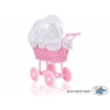 Rosa Weide Puppenwagen Bettwäsche Weiß mit Marineblau Punktemuster nr 51699-727
