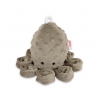Schmusekrake mit Rassel - braun - Polka Dot Minky