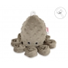 Schmusekrake mit Rassel - braun - Polka Dot Minky