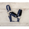 Set  für Hobby Horse: Die Halfter A3 mit schwarzer Pelz + Halfter aus Kordel - schwarz-marineblau