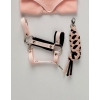 Set  für Hobby Horse: Die Halfter A3 mit schwarzer Pelz + Halfter aus Kordel - schwarz-powder pink
