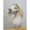 Set für Hobby Horse: Die Halfter A3 mit schwarzer Pelz + Halfter aus Kordel - schwarz-sage