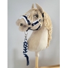 Set  für Hobby Horse: Die Halfter A3 mit weißem Pelz + Halfter aus Kordel -Weiß -marineblau