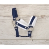 Set  für Hobby Horse: Die Halfter A3 mit weißem Pelz + Halfter aus Kordel -Weiß -marineblau